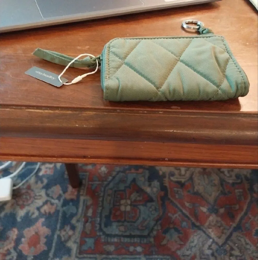 Vera Bradley Olive Quilted Key & Card Pouch with Key Ring